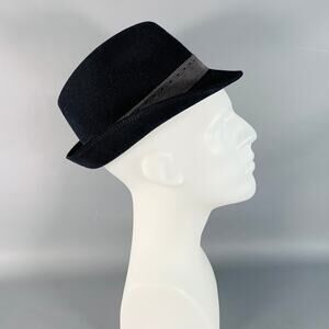 MARLOW Black Charcoal Wool Felt Trilby Fedora Hat